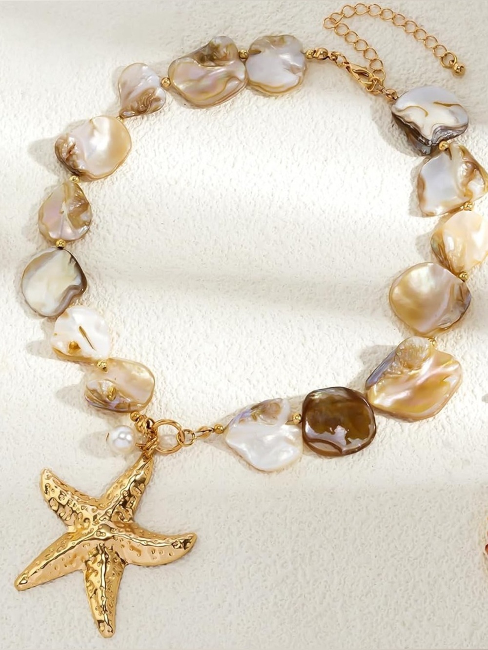 Gold Starfish Pearl Necklace